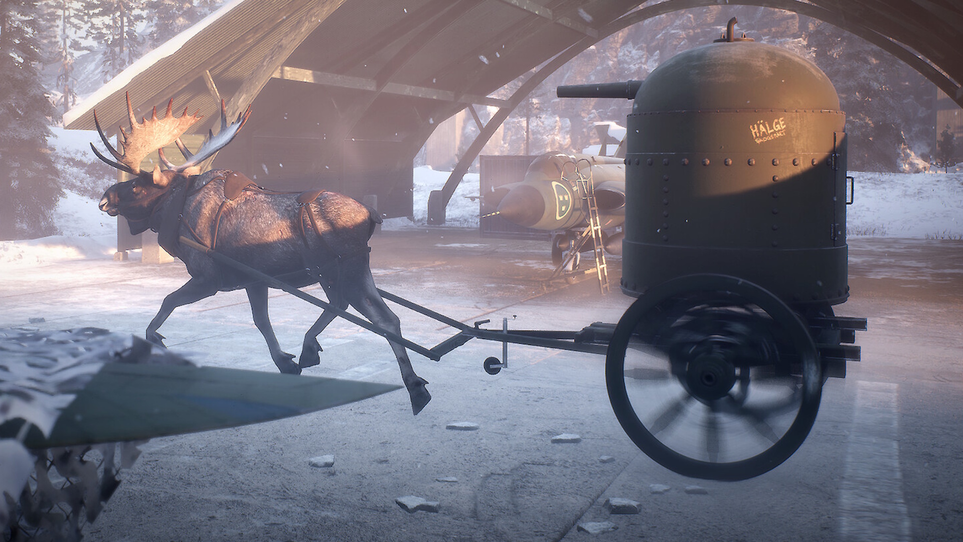 Striden screenshot - moose pulling an artillery piece