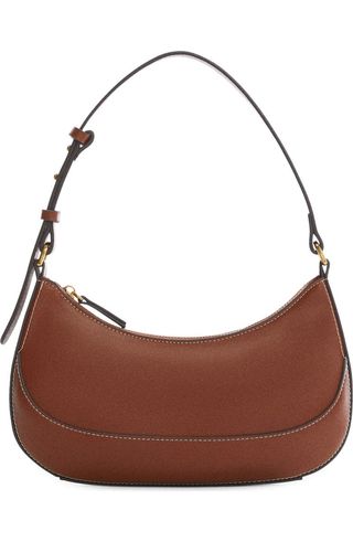 Oval Faux Leather Shoulder Bag