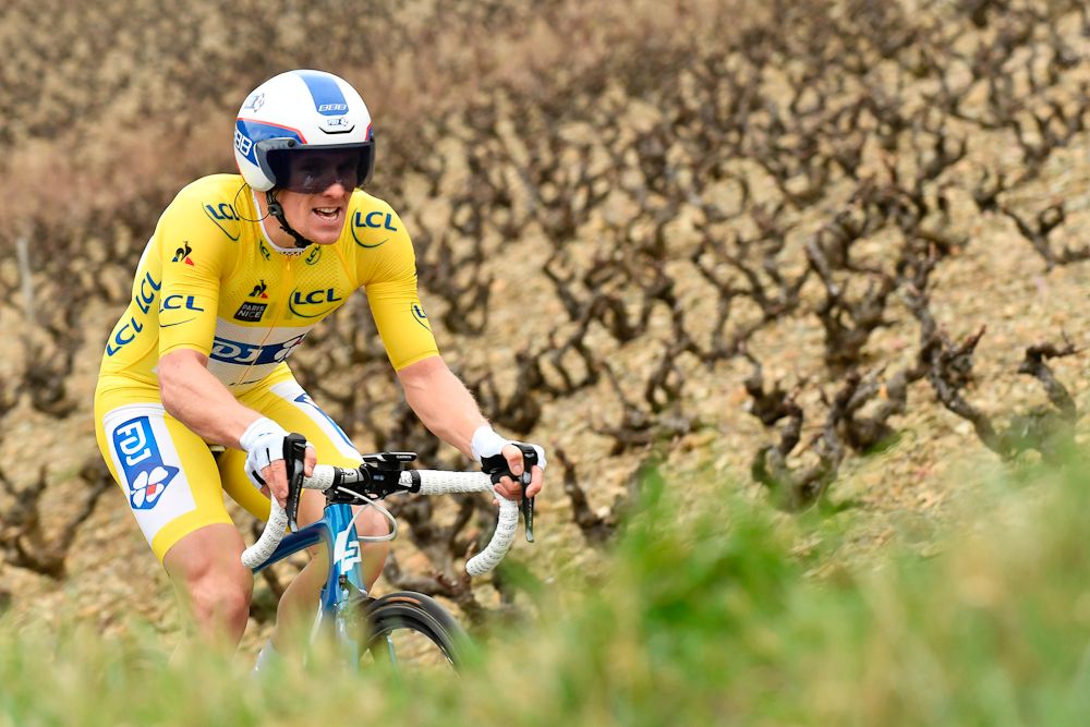 Arnaud Demare (FDJ) in yellow during stage 4 at Paris-Nice