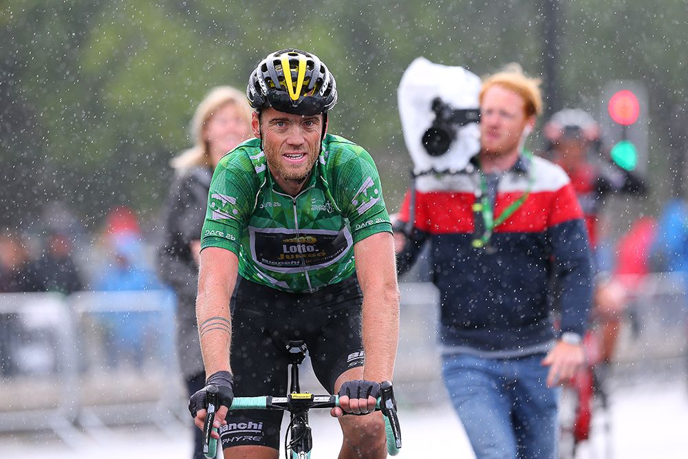 Lars Boom looks happy after the final Tour of Britain stage in Cardiff
