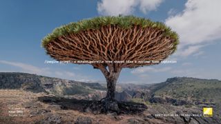 An image of a tree in the mountains