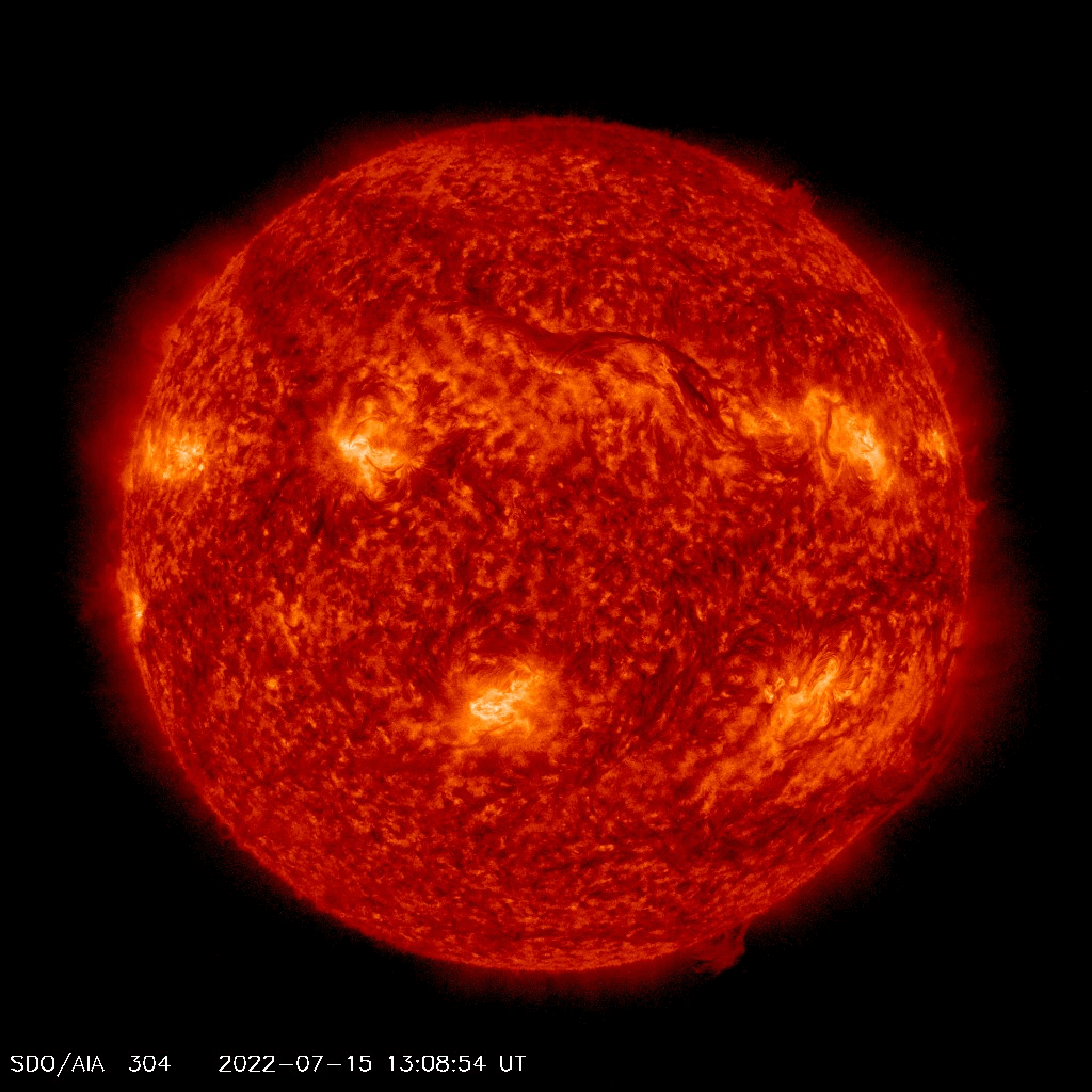 The solar filament bursting over the sun's northern hemisphere.
