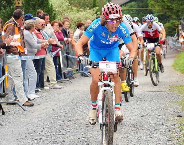 Michael Pesse (Italy) on a fireroad climb