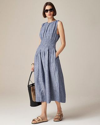 Hyacinth Dress in Striped Linen