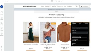 Screenshot of Web.com ecommerce dashboard with items of clothing and prices below