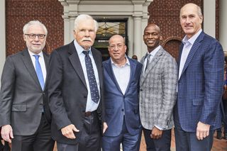 l-r: Wolf Blitzer, CNN lead political anchor and host of The Situation Room with Wolf Blitzer; Ted Turner; Jeff Zucker, chairman WarnerMedia News & Sports and president CNN; Dennis Williams, WarnerMedia SVP of Corporate Responsibility; John Stankey, President and COO of AT&T, CEO WarnerMedia 