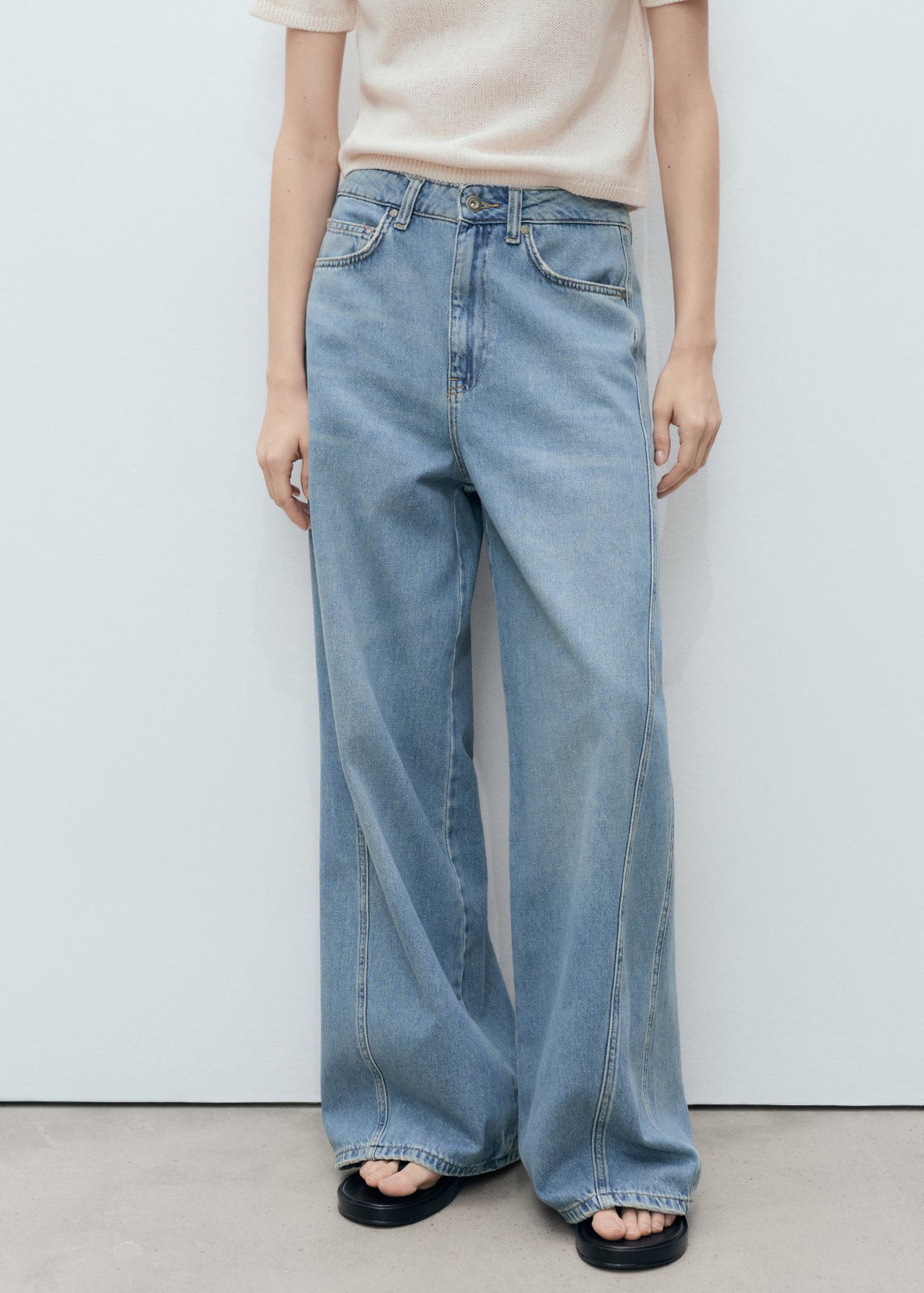 MANGO, Wideleg Mid-Rise Jeans - Women | Mango United Kingdom