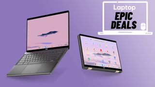 Acer Chromebook Plus Spin 714 against purple background 