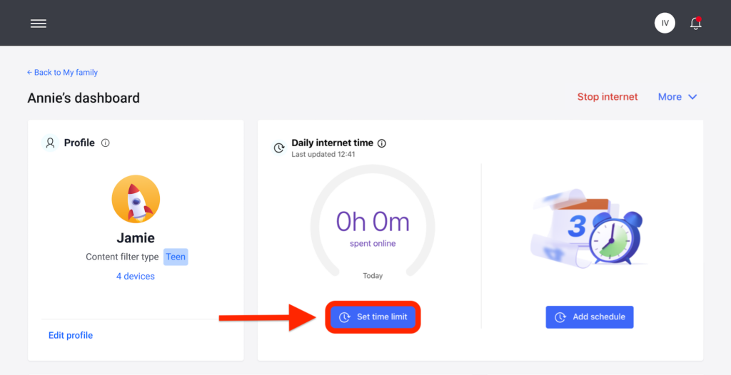 Bitdefender parental control dashboard