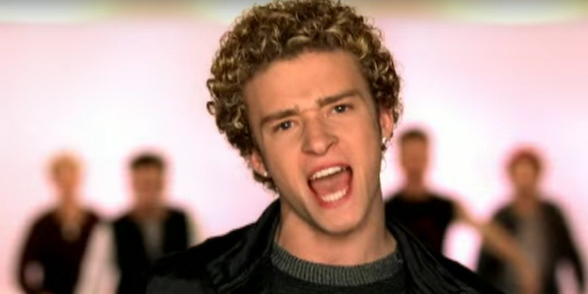 Justin Timberlake looks into the camera as he sings in NSYNC&#039;s It&#039;s Gonna Be Me music video.