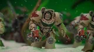 Deathwing Assault Terminators stride through snow