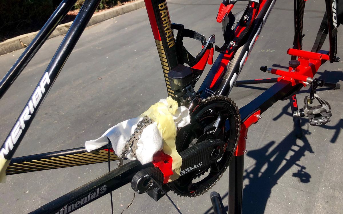 Ahead of the race start, Bahrain Merida mechanics unpackaged their bikes from transit which had extensive protection