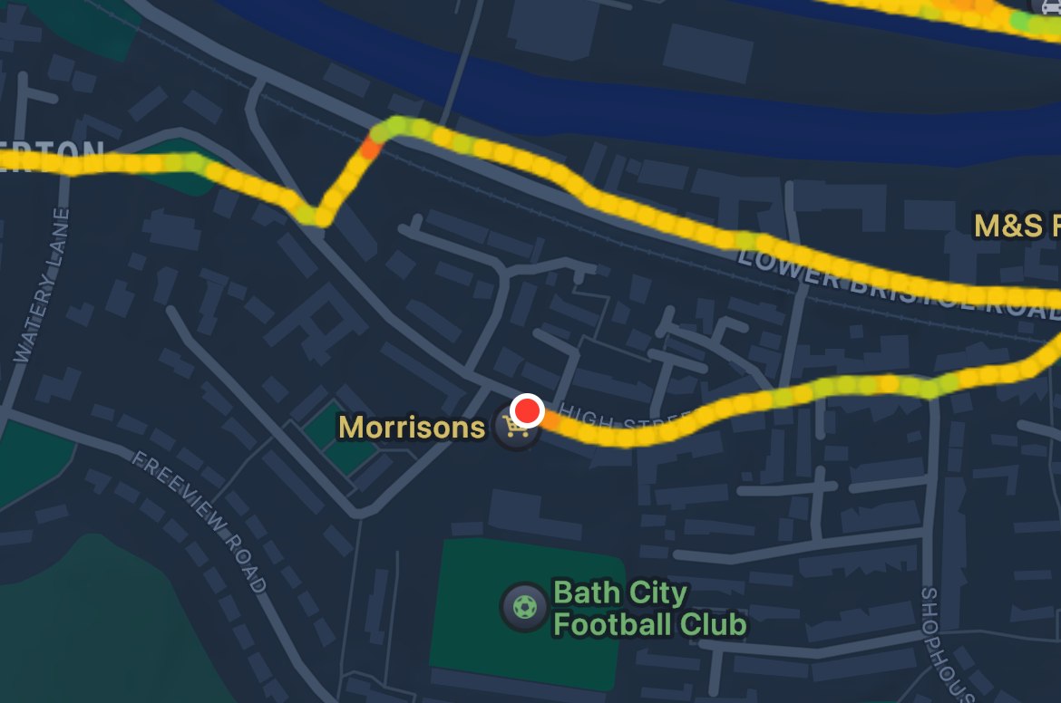 Map of part of Bath from Apple Fitness