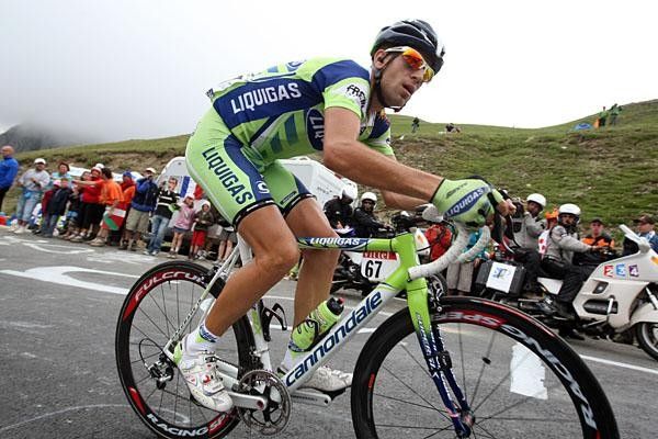 Italian Vincenzo Nibali (Liquigas) could be seen smiling during the final climb...one reaction not shared by all of the peloton.