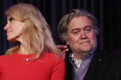 Trump campaign CEO Stephen Bannon and campaign manager Kellyanne Conway