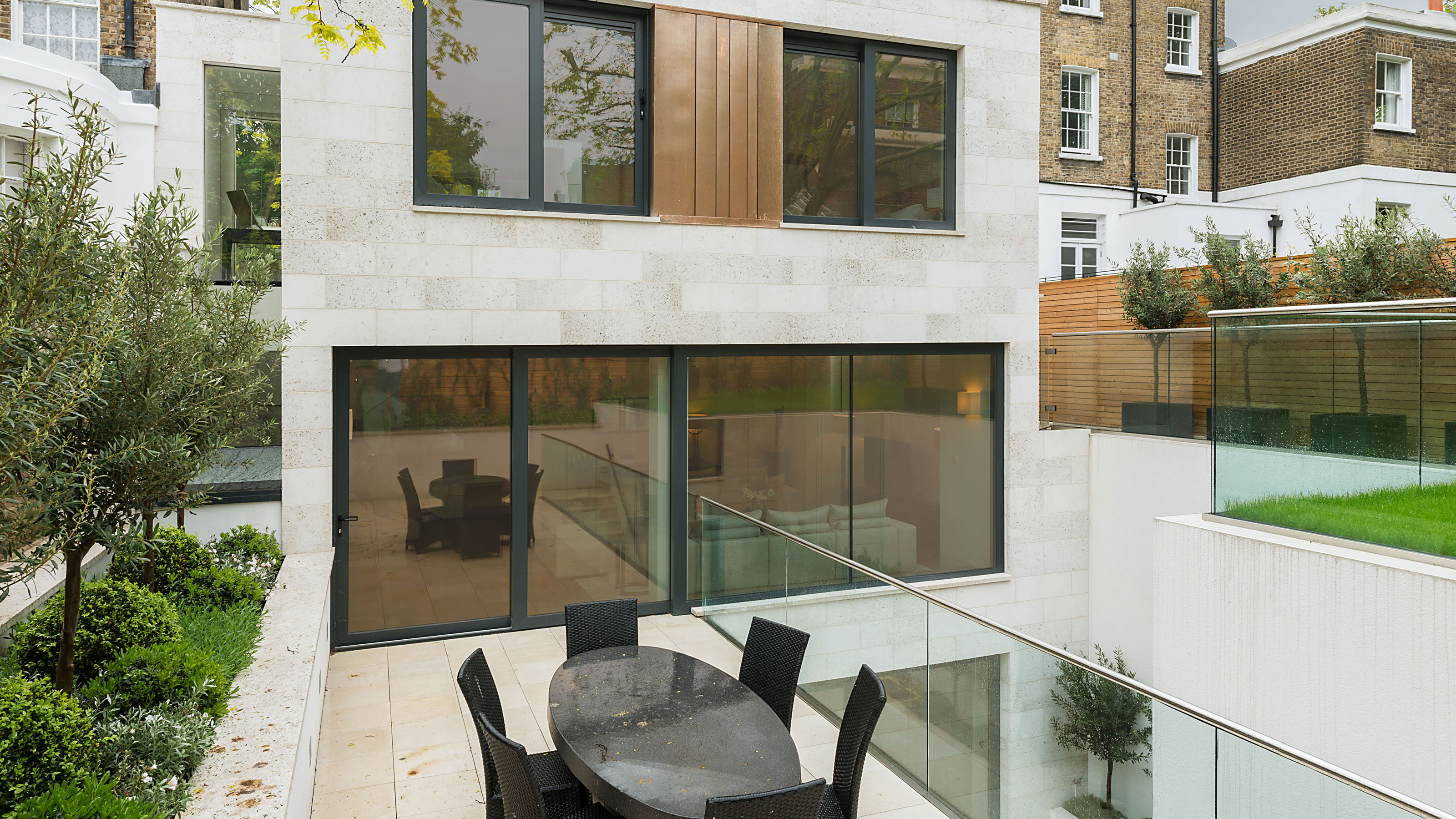 modern house exterior with basement conversion