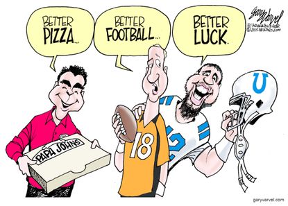Editorial cartoon NFL Colts Luck