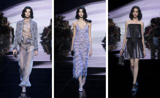 Armani Privé: For evening, a particularly chic pleated skirt and trapeze-shaped strapless top