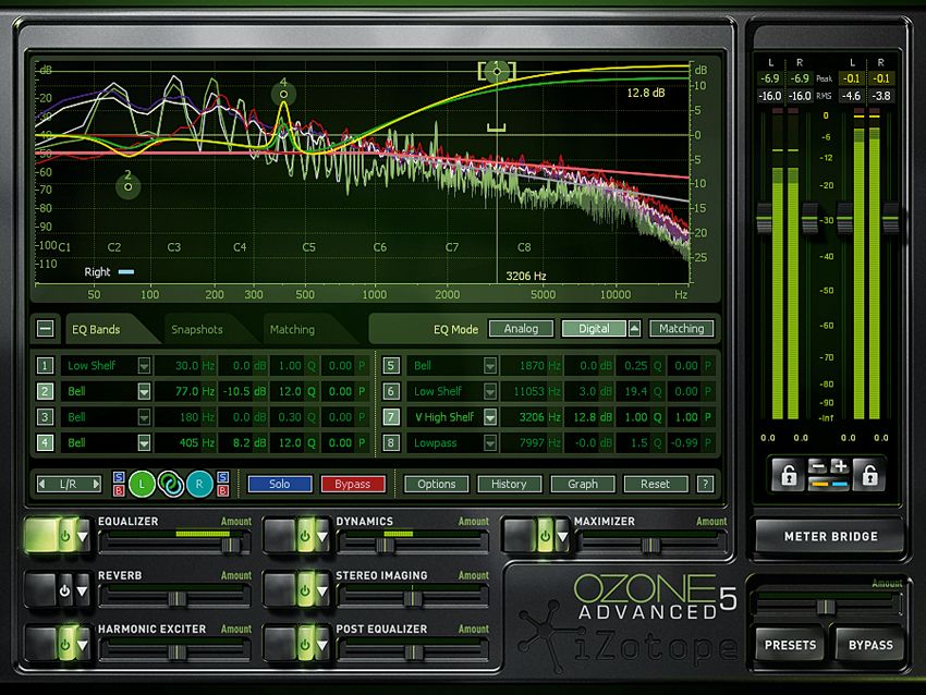 The Ozone 5 enables you to choose from analogue or digital EQ modes.