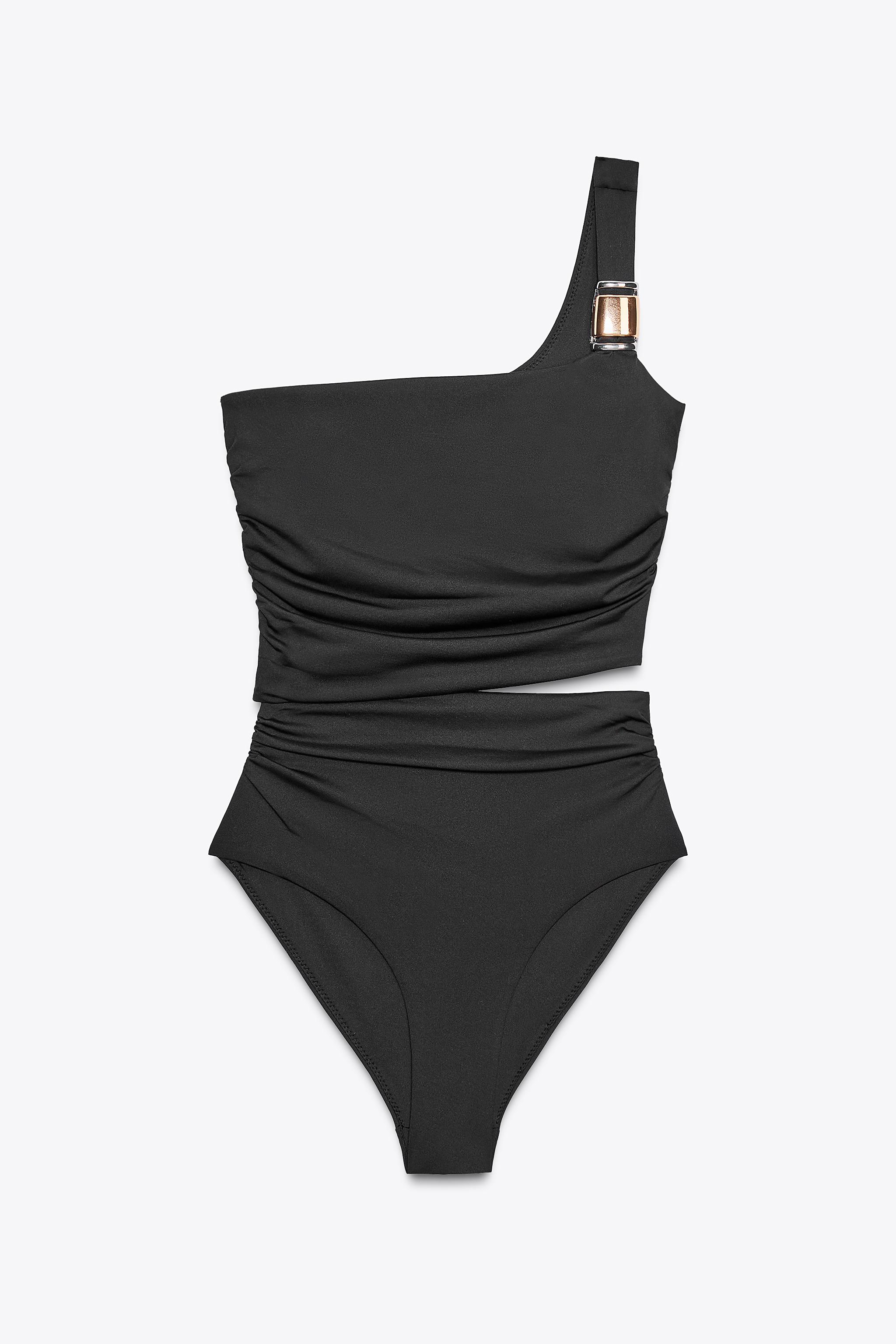 Asymmetric Cut-Out Swimsuit With Shoulder Detail