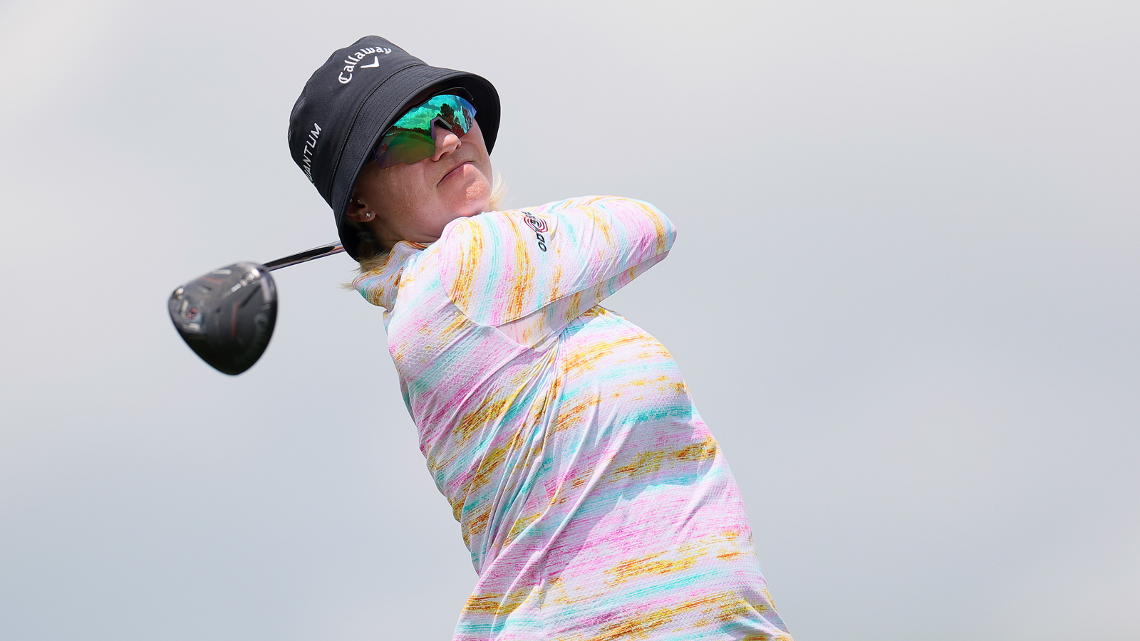 Madelene Sagstrom hits a driver off the tee