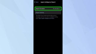 Apple intelligence repot duration highlighted