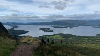 Hikers on Conic Hill above Loch Lomond
