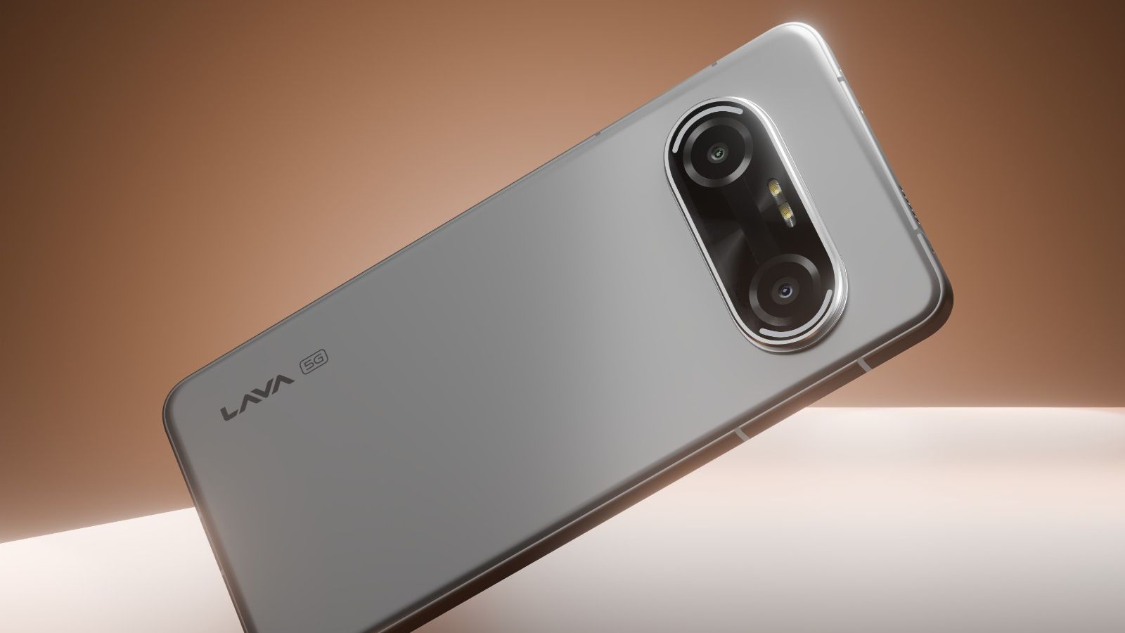 The Lava Agni 4N phone on a colored background