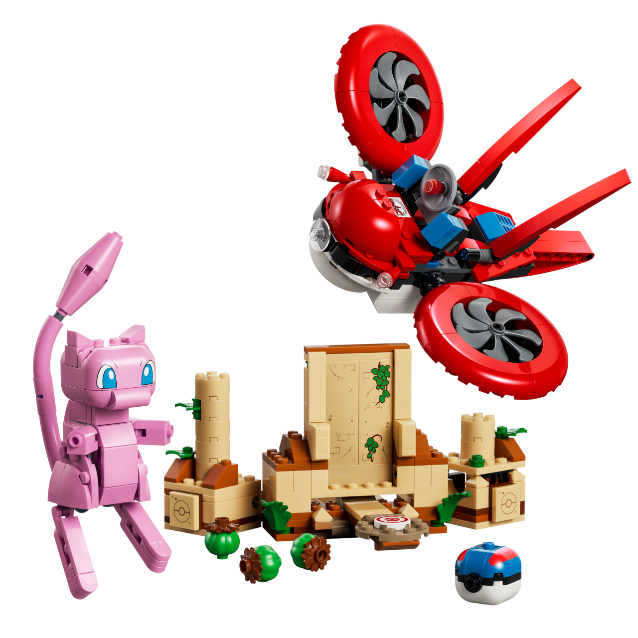 Lego Drone Search for Mythical Mew set on a plain background