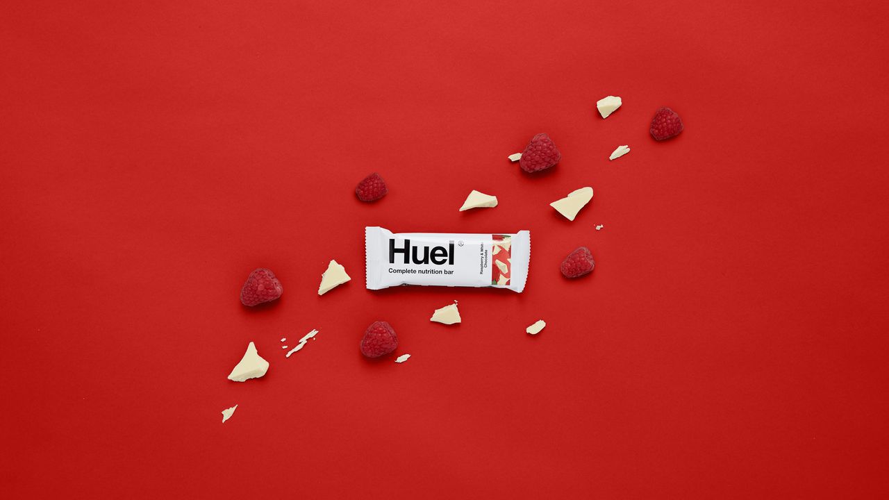 Huel vegan protein snack bar white chocolate raspberries