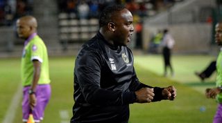 Benni McCarthy celebrates a goal as coach of Cape Town City in 2019.