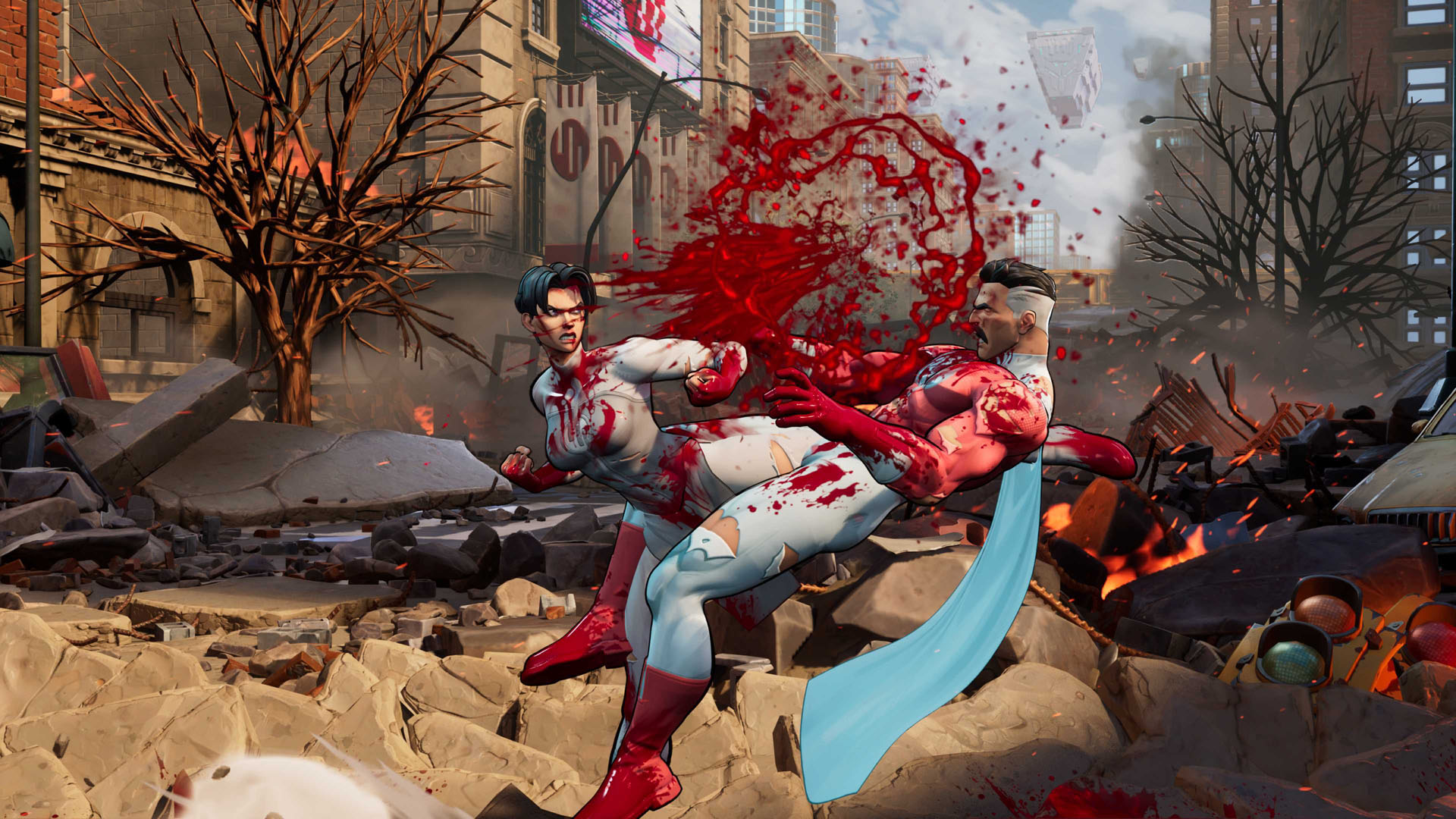 Anissa kicks Omni-Man in Invincible VS