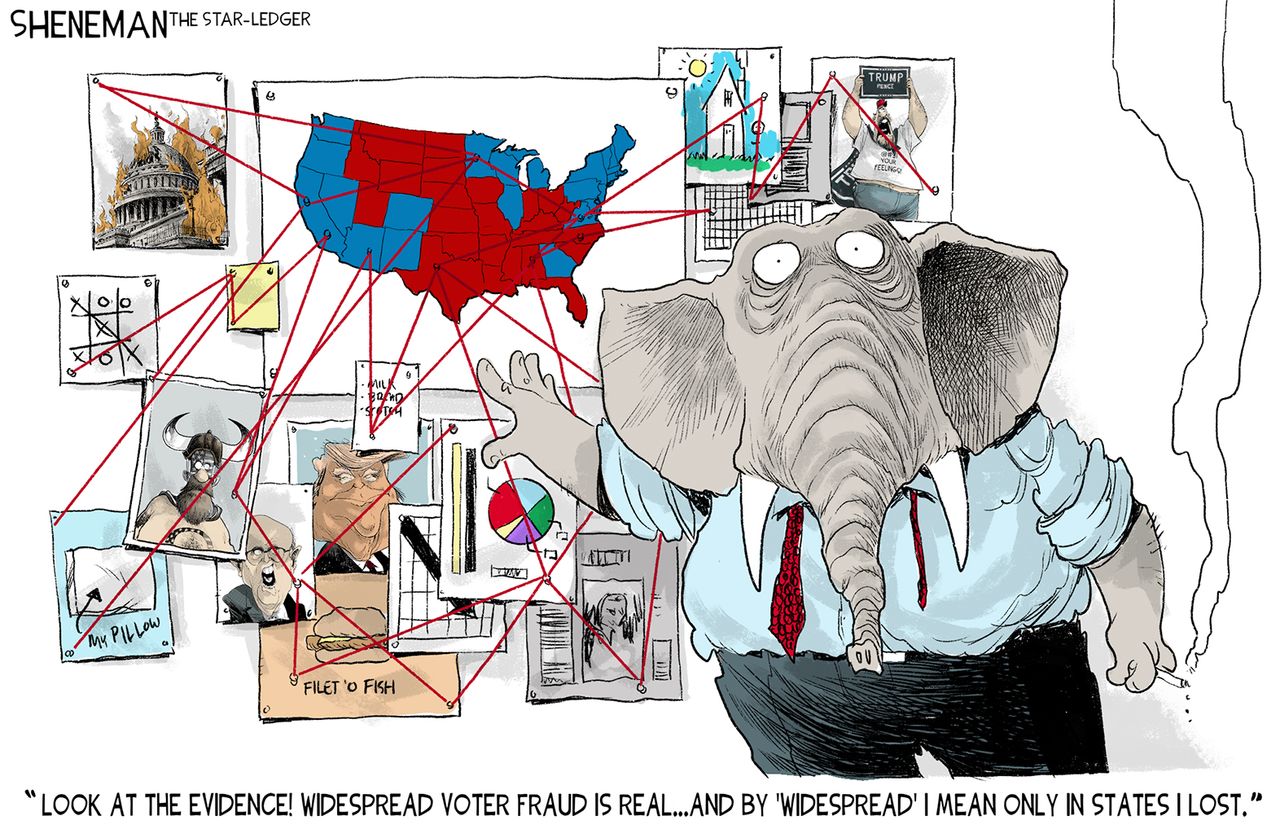 Political Cartoon U.S. gop trump conspiracies