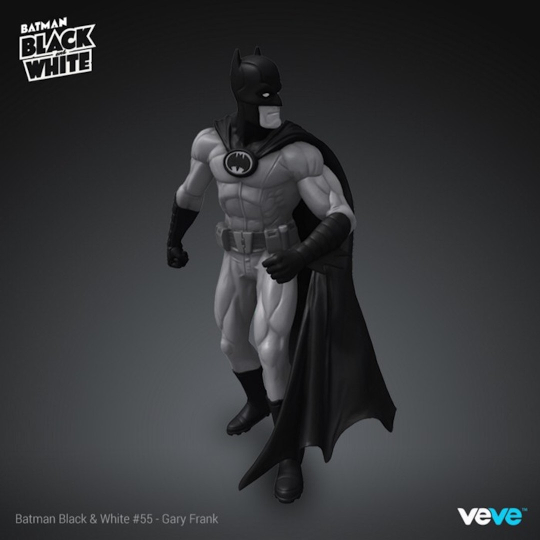 estatua digital de Batman NFT en blanco y negro