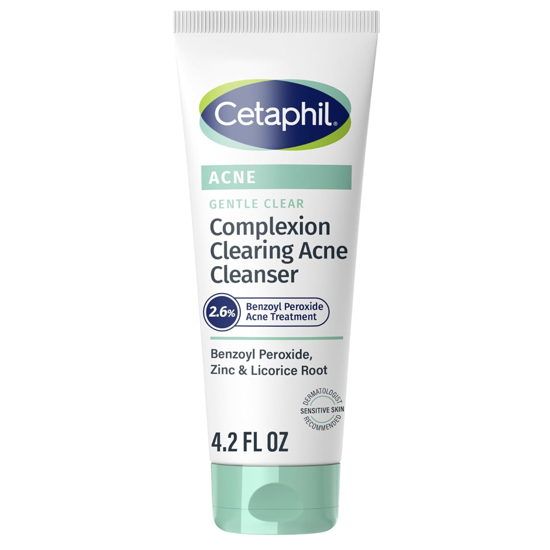 Cetaphil Gentle Clear Complexion-Clearing Bpo Acne Cleanser With 2.6% Benzoyl Peroxide, Creamy and Soothing for Sensitive Skin, Suitable for All Skin Types, 4.2oz