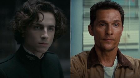 Timothee Chalamet in Dune next to Matthew McConaughey in Interstellar.