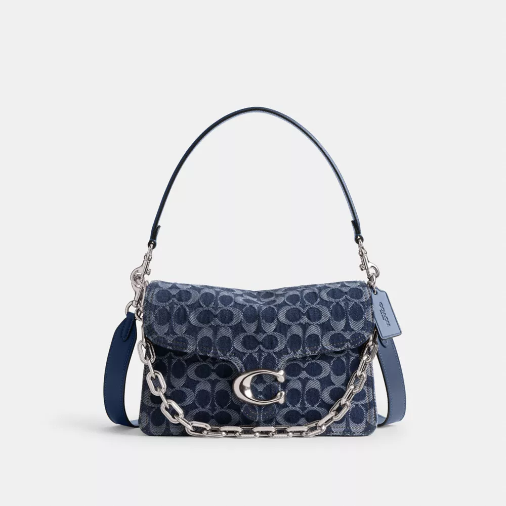 Chain Tabby Shoulder Bag in Signature Denim