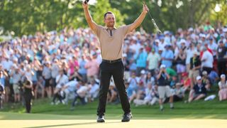 Xander Schauffele celebrates after his win in the PGA Championship