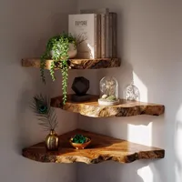HifaWooodTR Solid Wood Corner Wall Shelf 