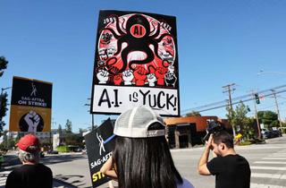 Anti-AI picketer during 2023 SAG-AFTRA strike