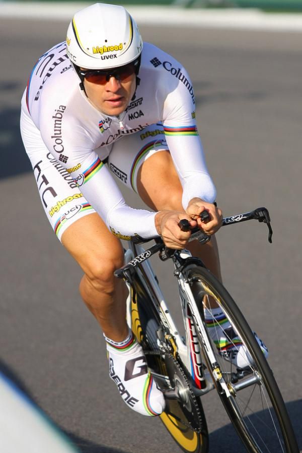 Bert Grabsch (Columbia-HTC) put in a strong ride as world TT champ.
