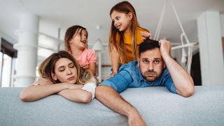 Family - parents looking tired.