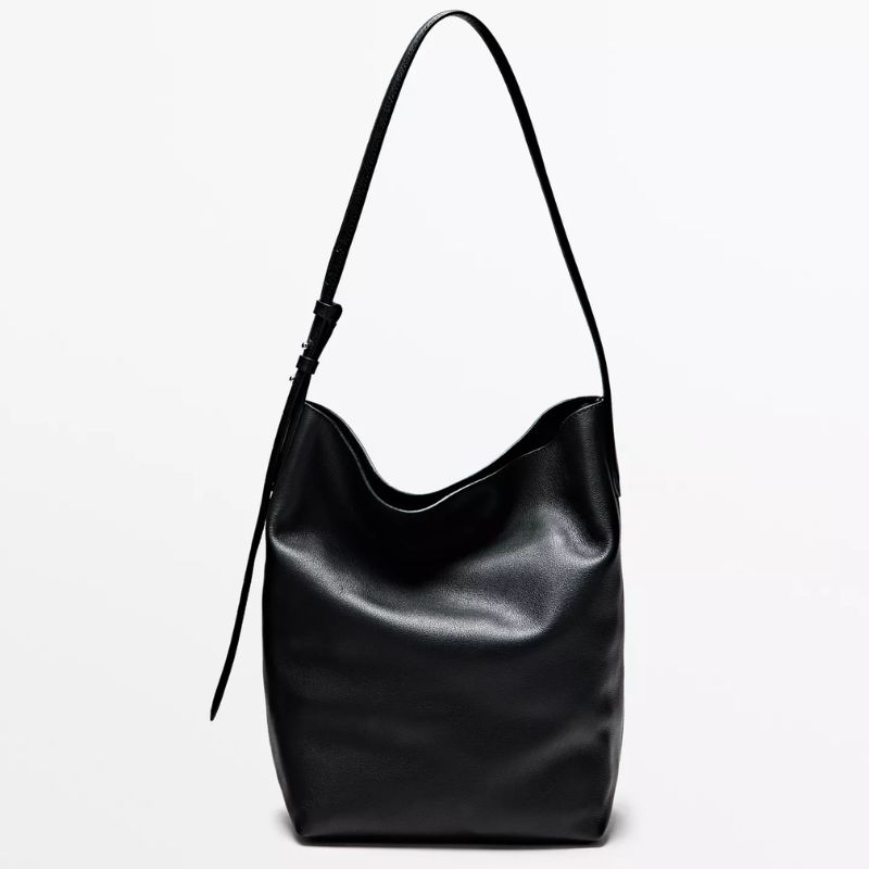 Nappa leather bucket bag cut out