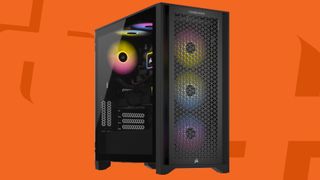 Corsair Vengeance i7500 Series gaming PC on an orange background