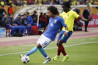 Marcelo in action for Brazil in a World Cup qualifier against Ecuador in 2016.