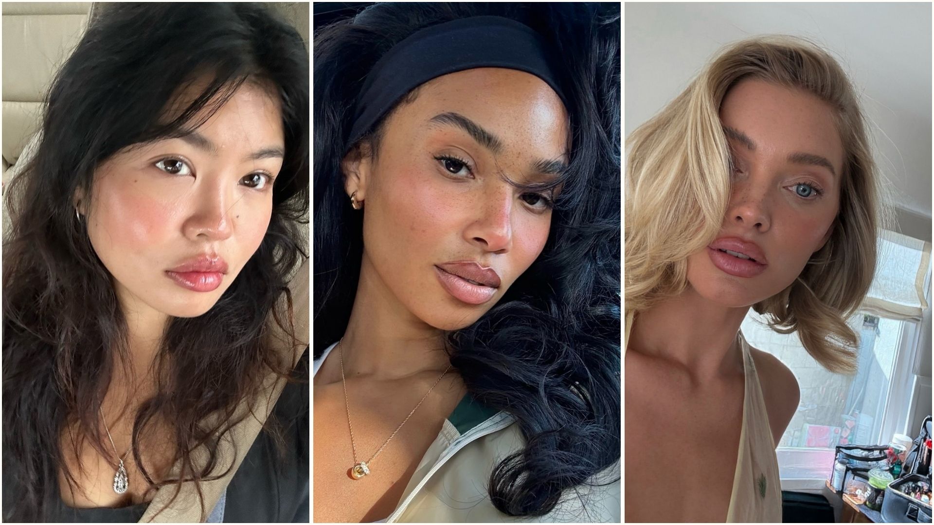 A collage of influencers with fresh, glowy skin