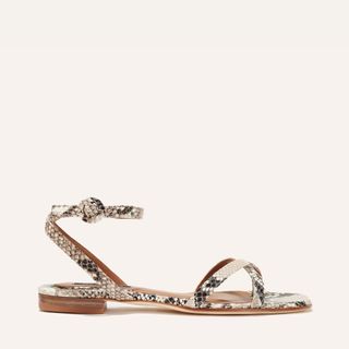 The Flat Sandal - Natural Python Embossed