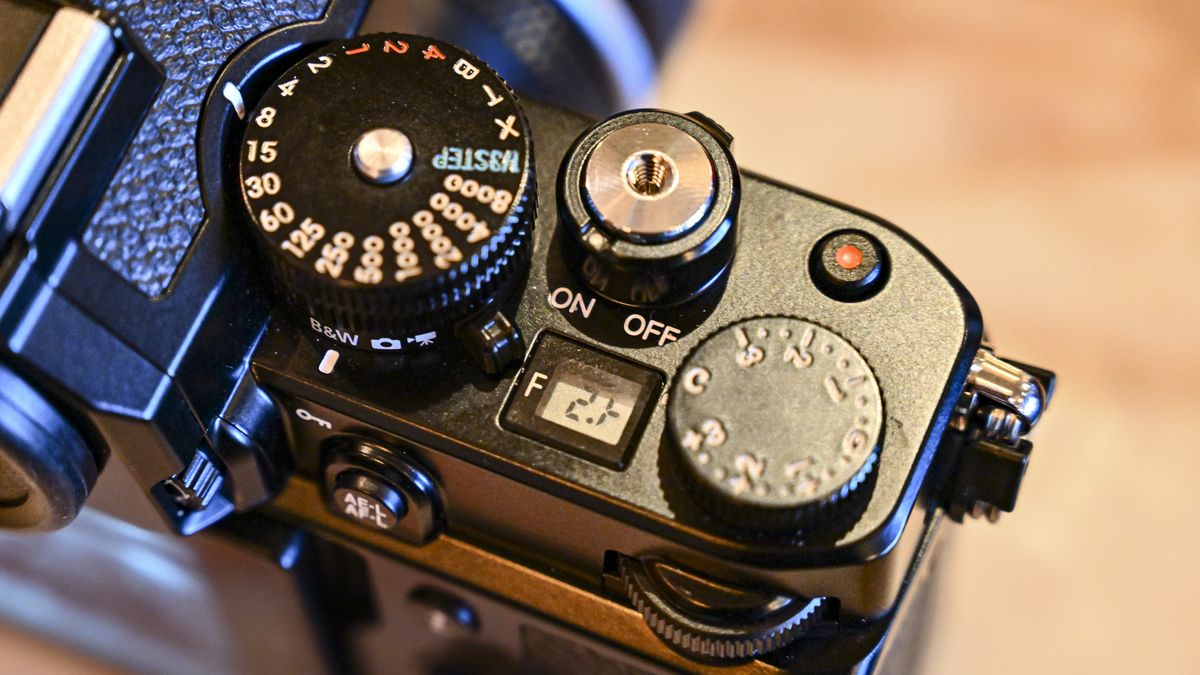 Close up of the Nikon Zf dials and controls