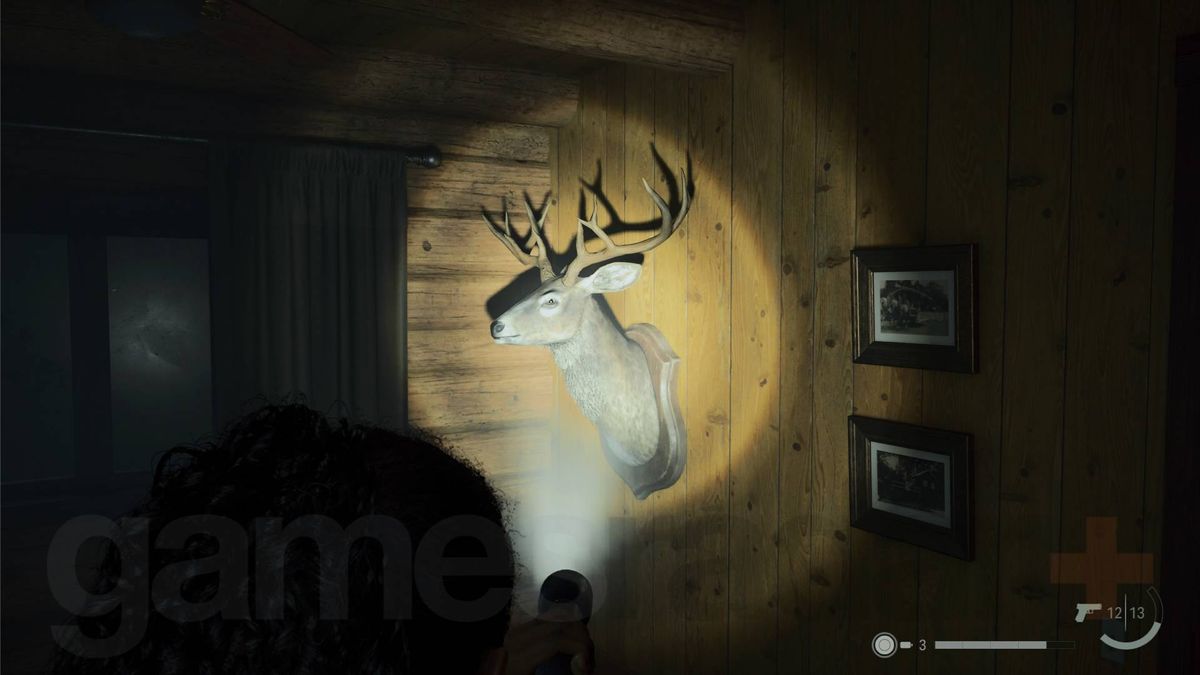 Alan Wake 2 deer head in watery ranger cabin