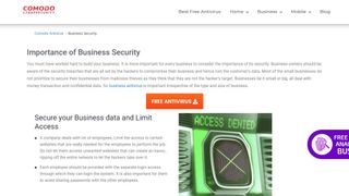 Website screenshot for Comodo Business Security